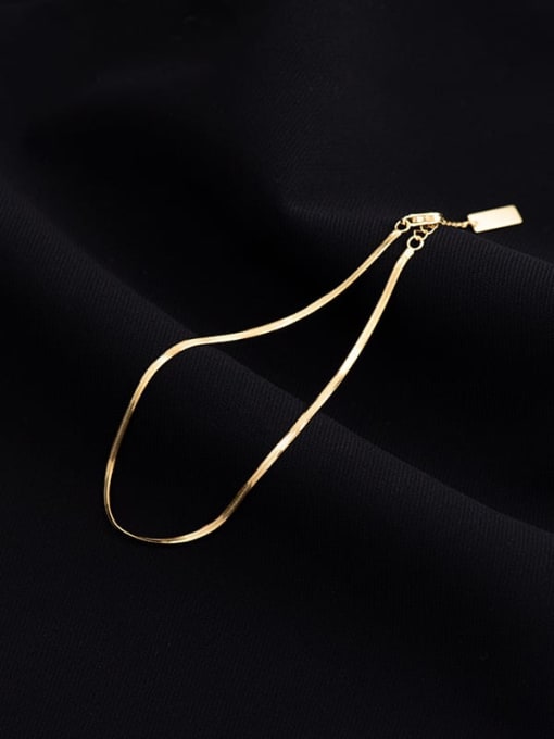 AS014 [Yellow Gold Plating] 925 Sterling Silver  Minimalist  Snake Bone Chain Anklet